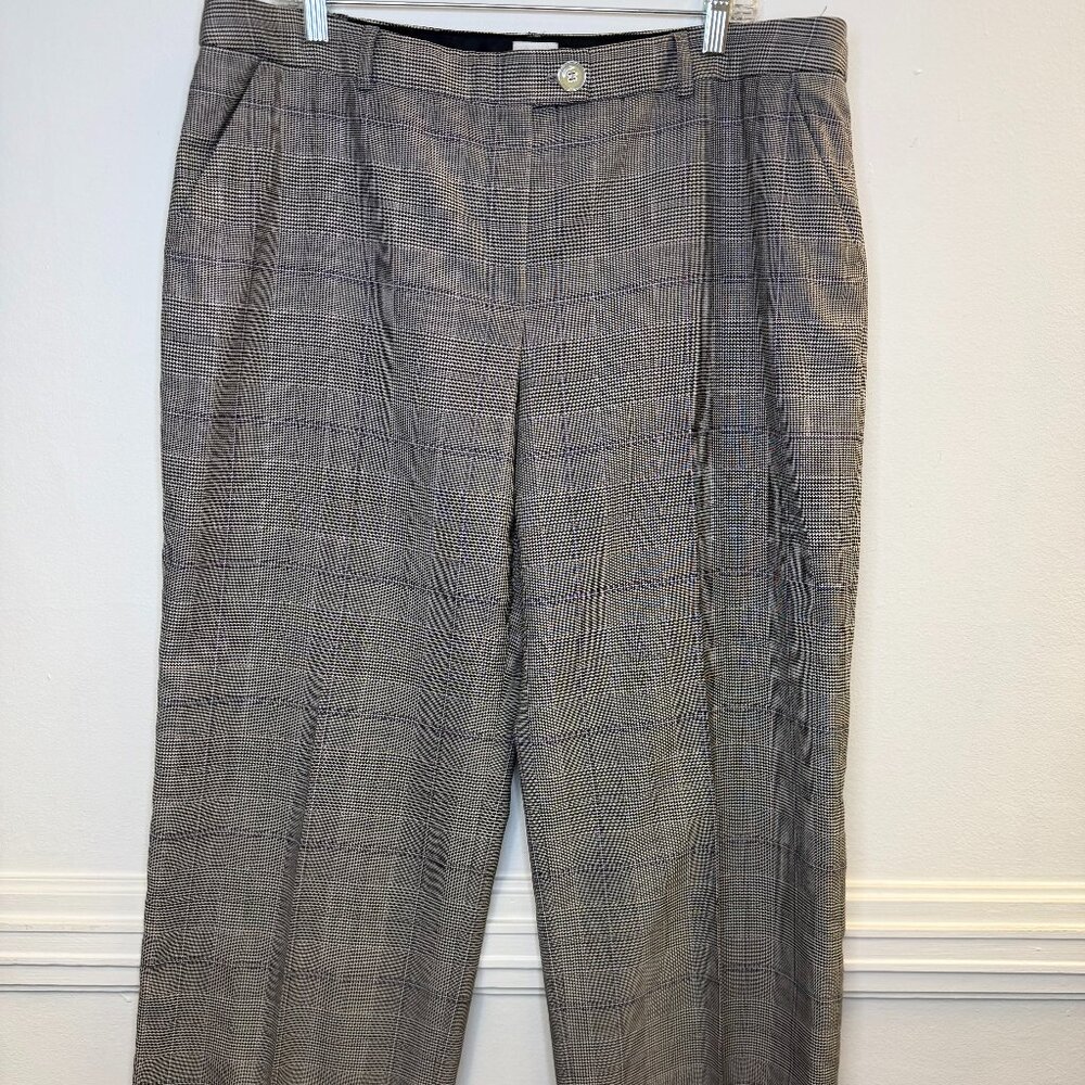 Armani Collezioni VTG Y2K Italian Silk Wool Blend Plaid Dress Pants Plus Sz 16